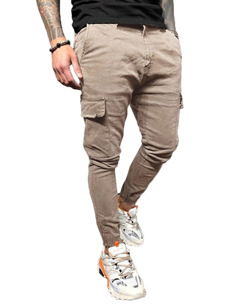 Skinny cargo pants men