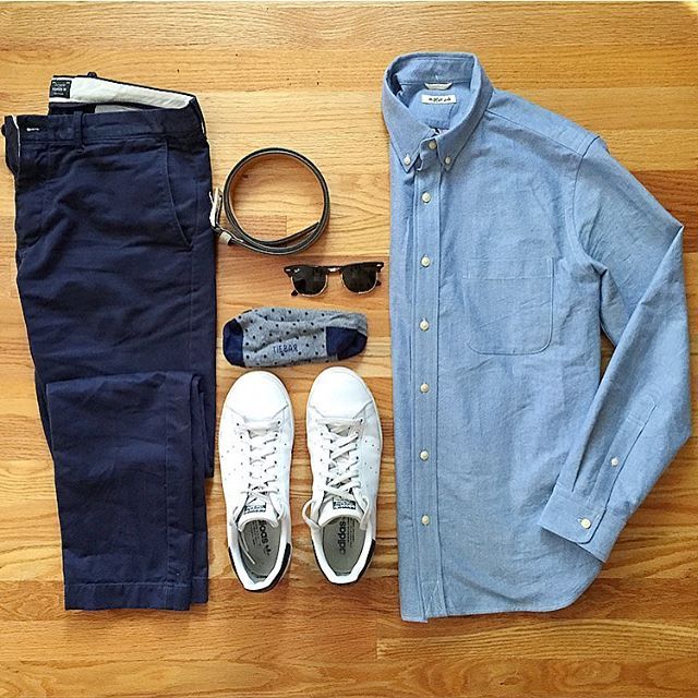 casual blue pants outfit male