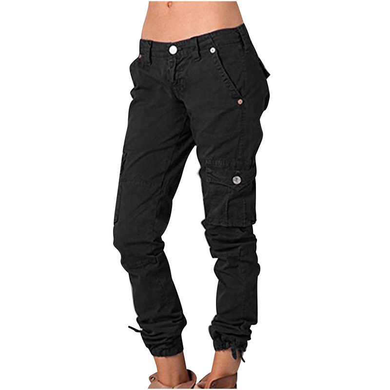  low rise black cargo pants