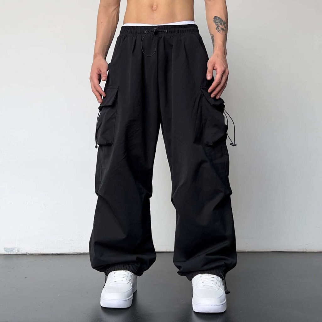 high waisted black cargo pants