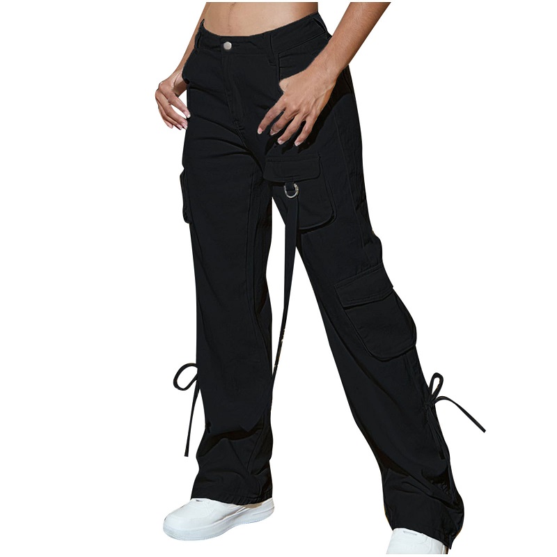  low rise black cargo pants