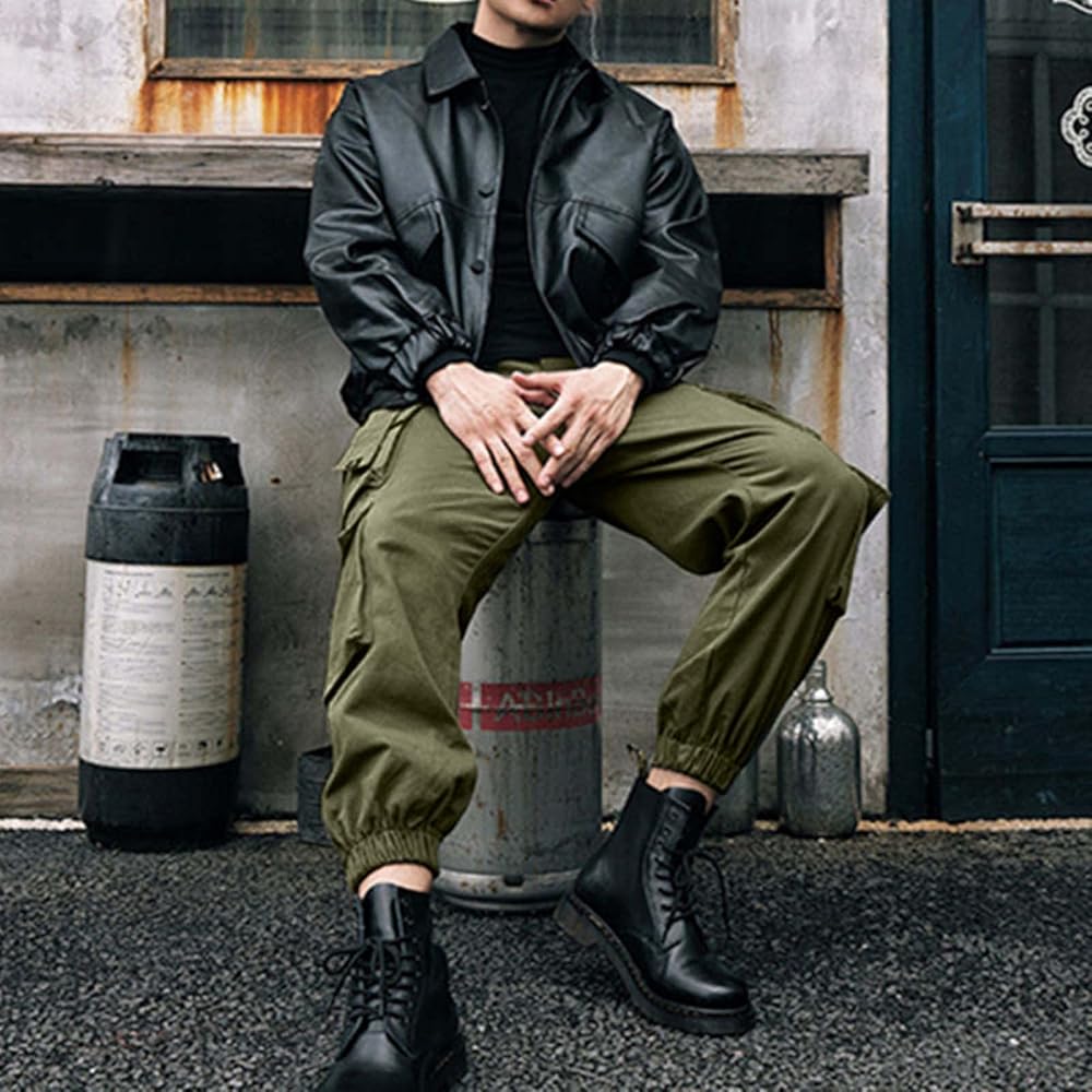 Leather cargo pants outfit