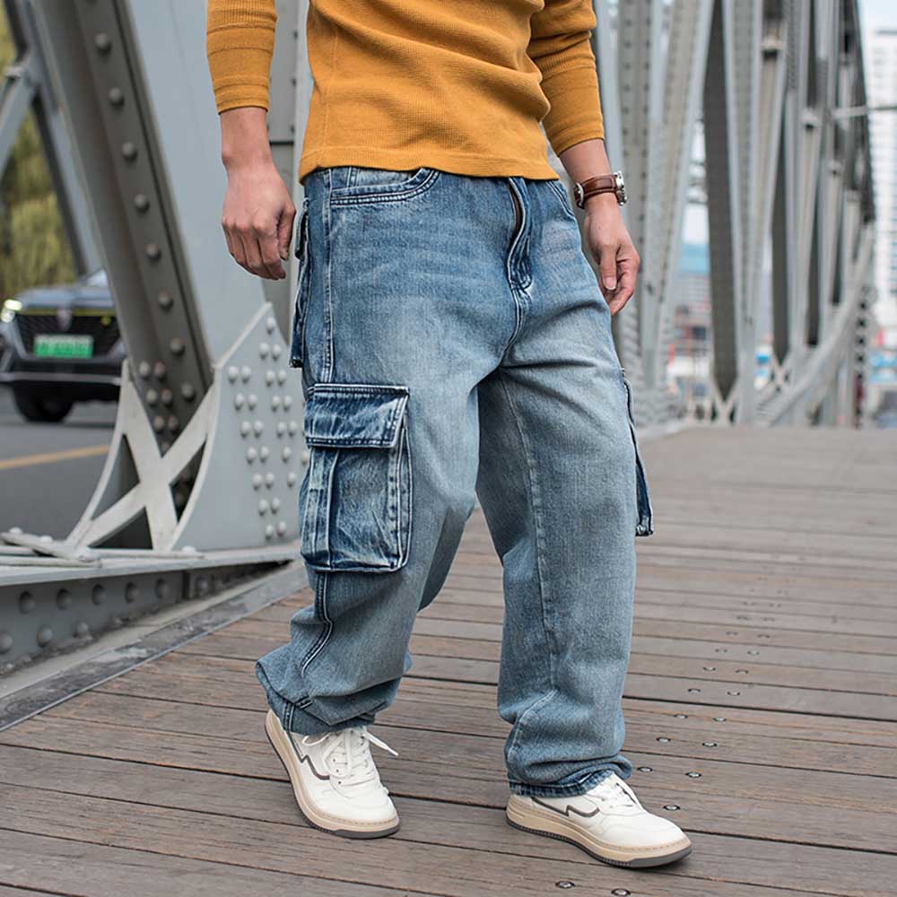 denim cargo pants mens