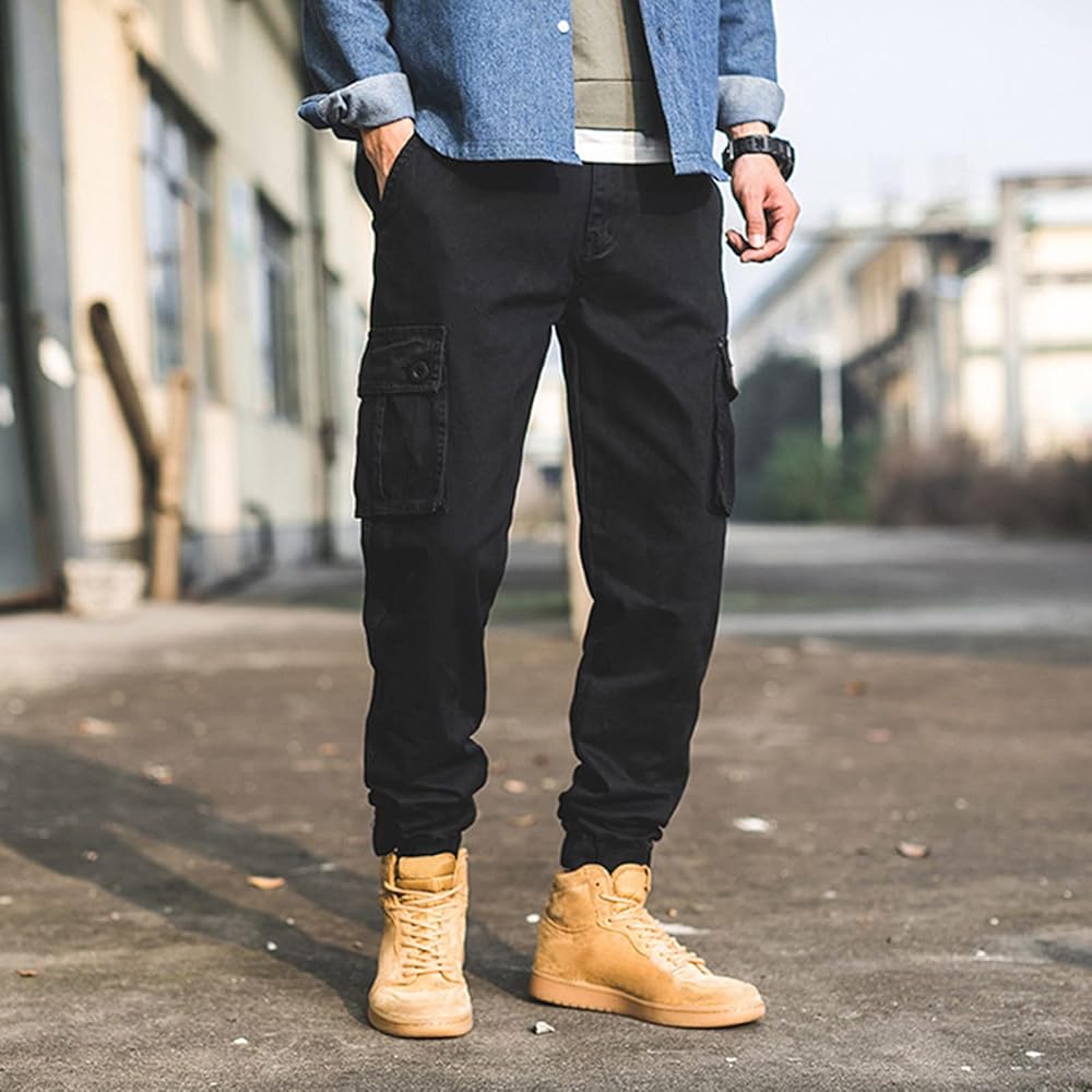 Men black cargo pants