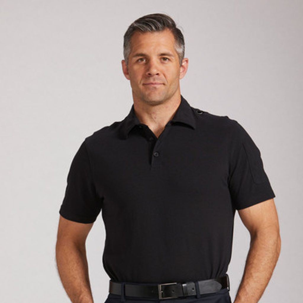 Men's black polo shirt