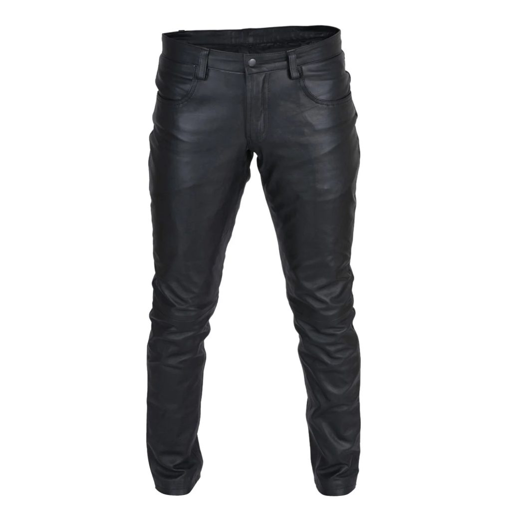 black leather pants men