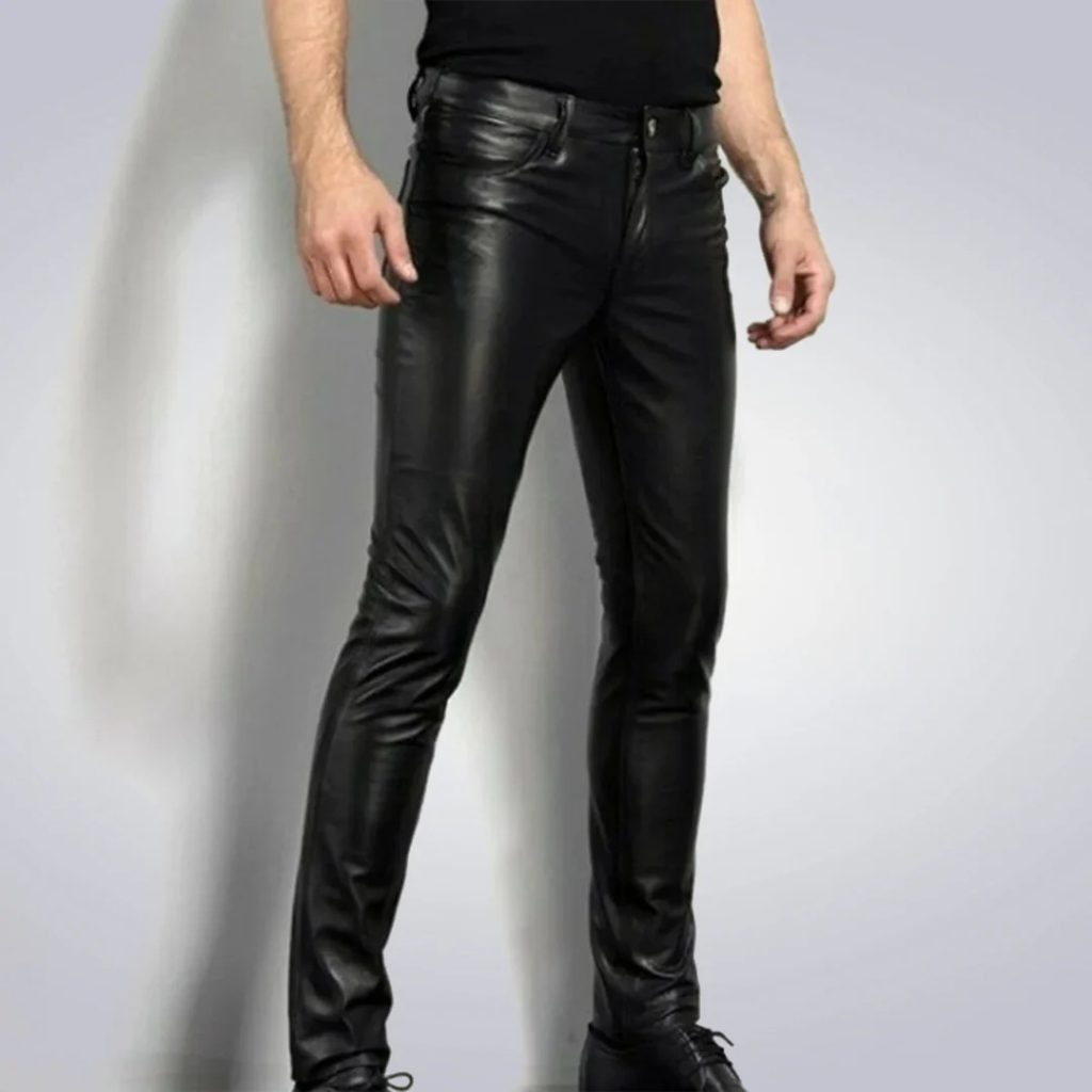 black leather pants men