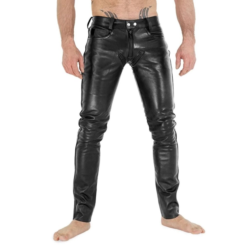 black leather pants men