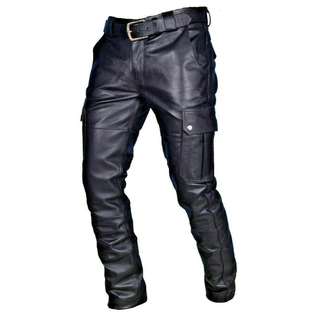 black leather pants men