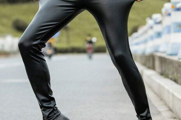 black leather pants men