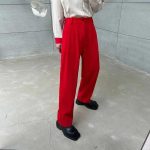 red pants suit