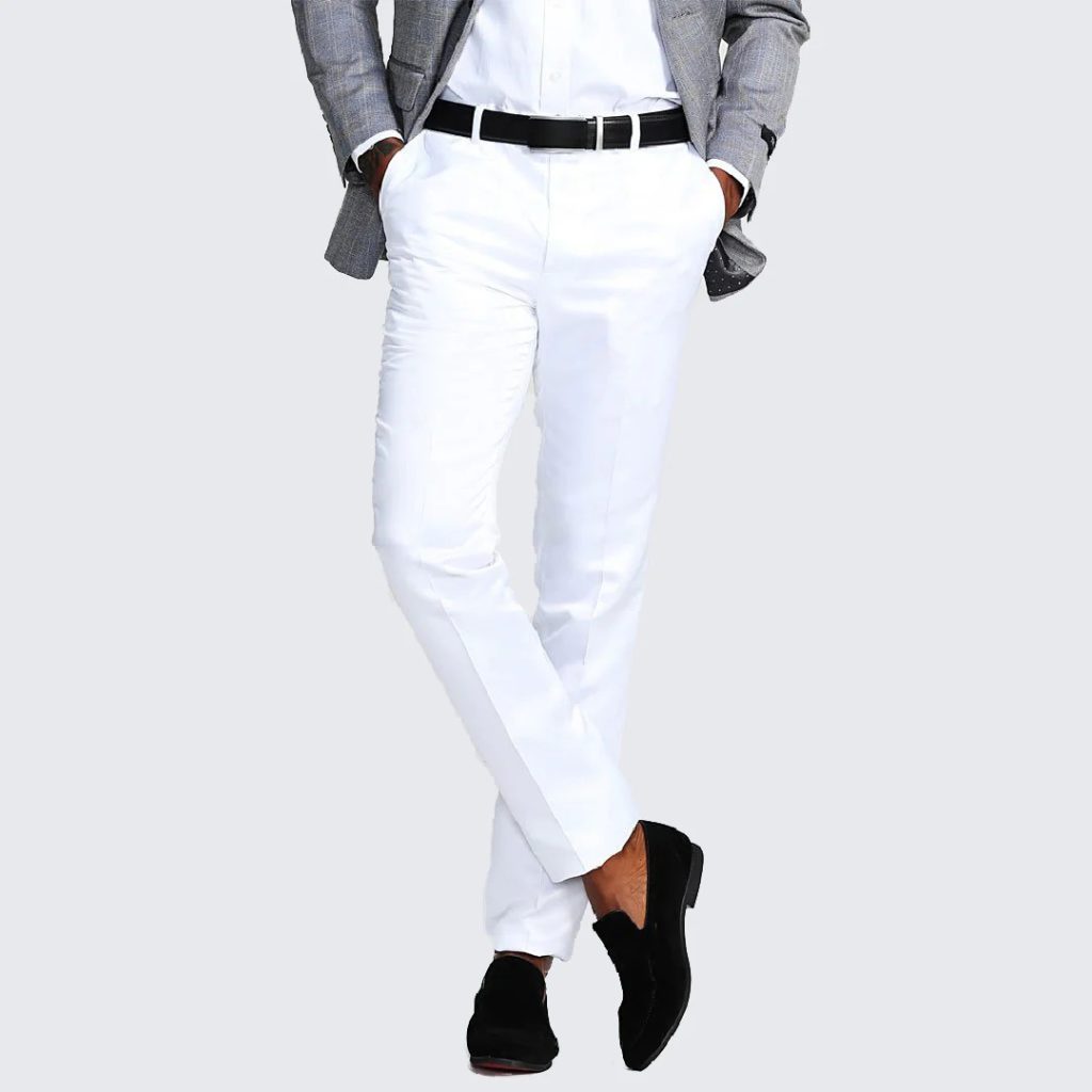 white suit pants