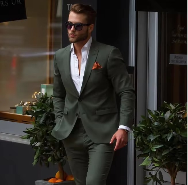 green pants suit