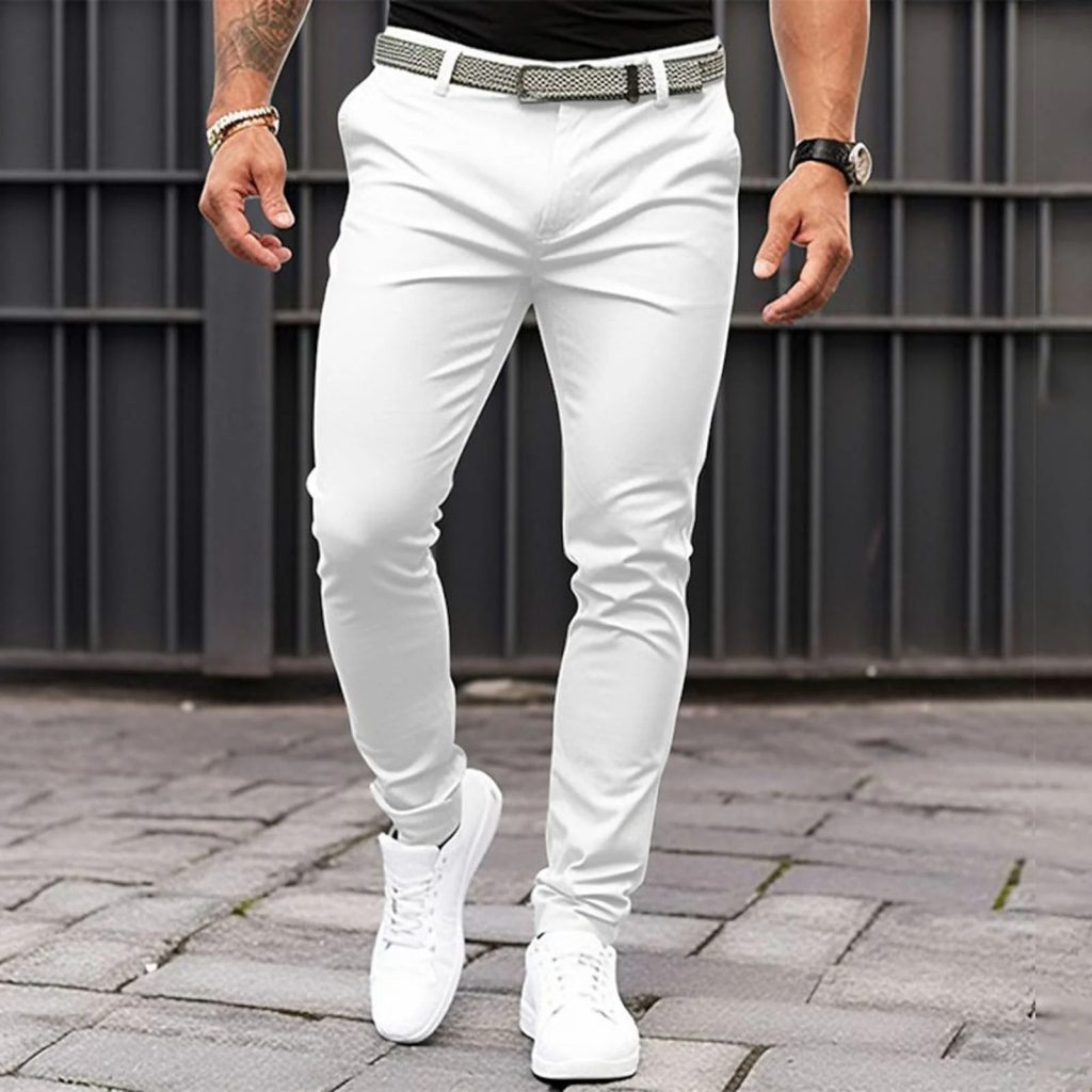 white suit pants